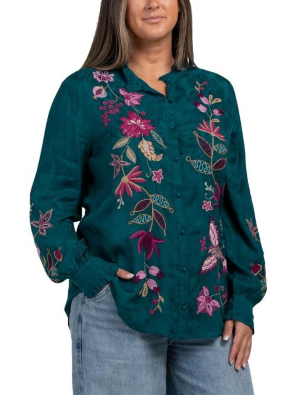 JOHNNY WAS Ruffle Collar Penellope Blouse